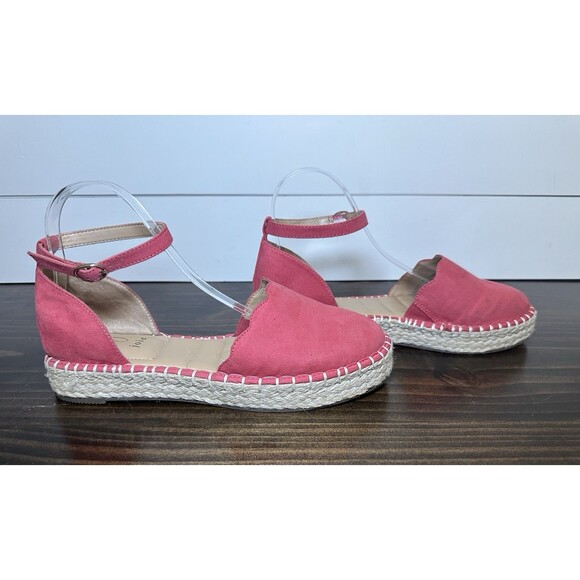 Joie Cruz Ankle Strap Espadrille Red Suede Platform Shoes Sandals Women's 9M - Picture 4 of 11